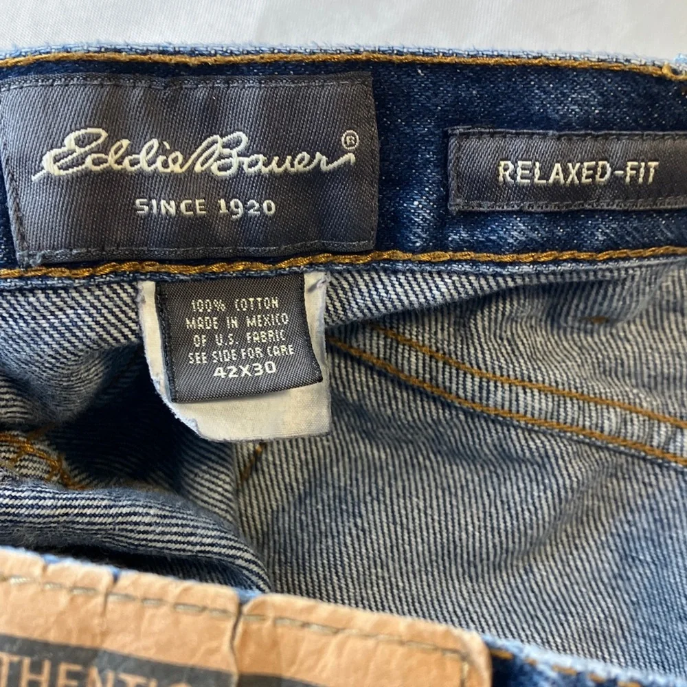 Eddie Bauer Authentic Denim Jeans in a Medium-to-Dark Blue Wash Size: 42x30